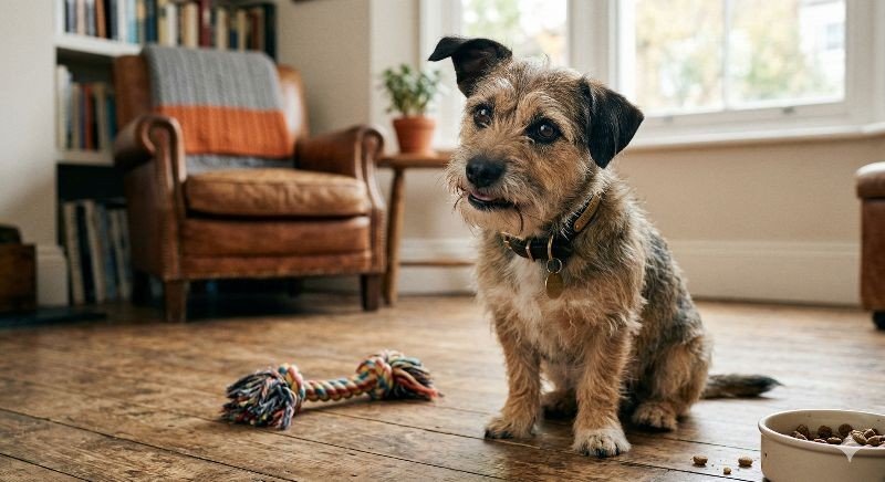 Bernese Mountain Dog standing in a field